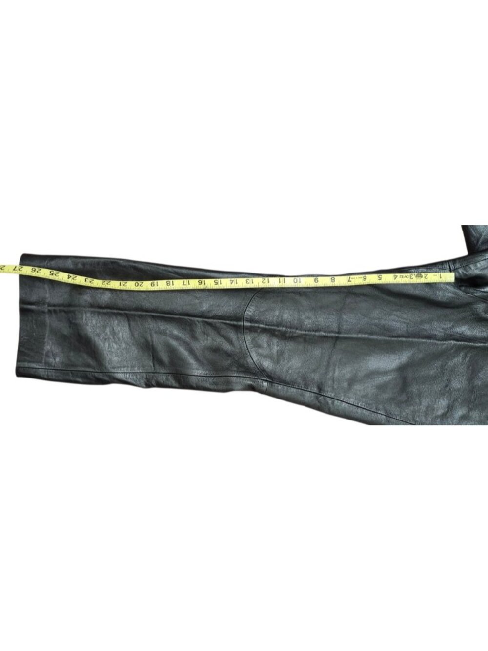 Vintage Y2K Express Women’s Black Leather Pants Size 7/8 Cropped Straight Leg - Picture 8 of 10